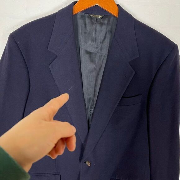 Bill Blass Mens 100% Cashmere Sports Jacket size 40-42R Navy Blue Blazer - Picture 3 of 15